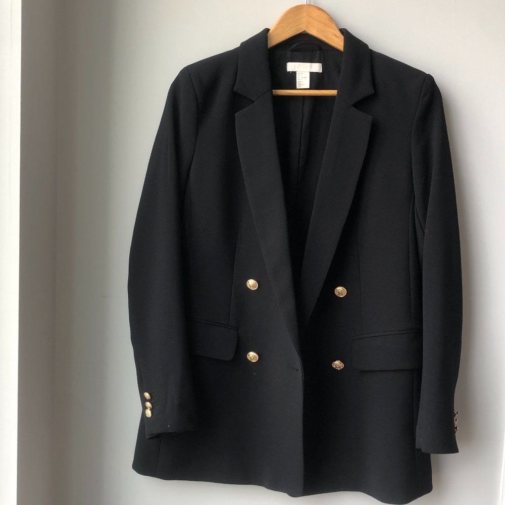 Black, double lapel blazer